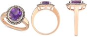 Macy's Amethyst (2-1/3 ct. t.w.) & Diamond (1/3 ct. t.w.) Ring in 14k Rose Gold